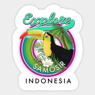 explore Samosir indonesia travel logo Sticker